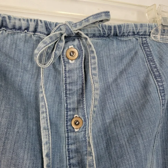 Y2K Levi's Strapless Cotton Denim Button Down Midi Length Dress - Picture 3 of 15